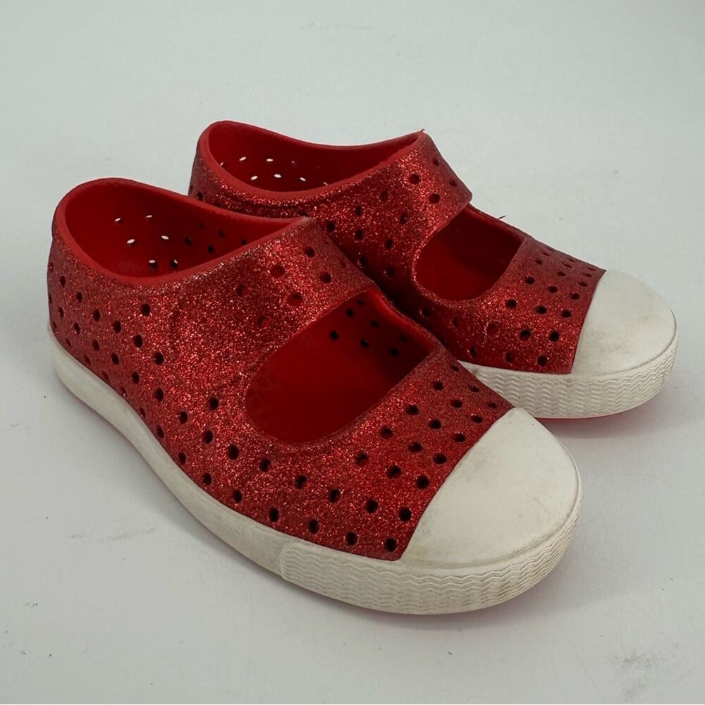 Native Shoes Jefferson Juniper Bling Shoes Slip On Red Glitter Toddler Girl C7